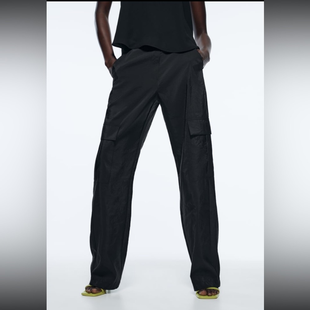 Zara black technical cargo pants - size large